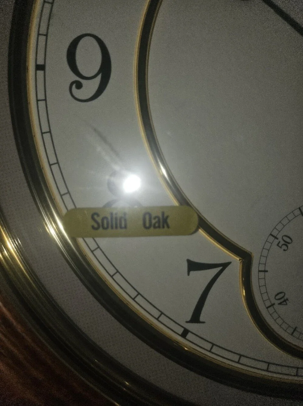 Bulova Solid Oak Brown & Gold Round Wall Clock -NEW
